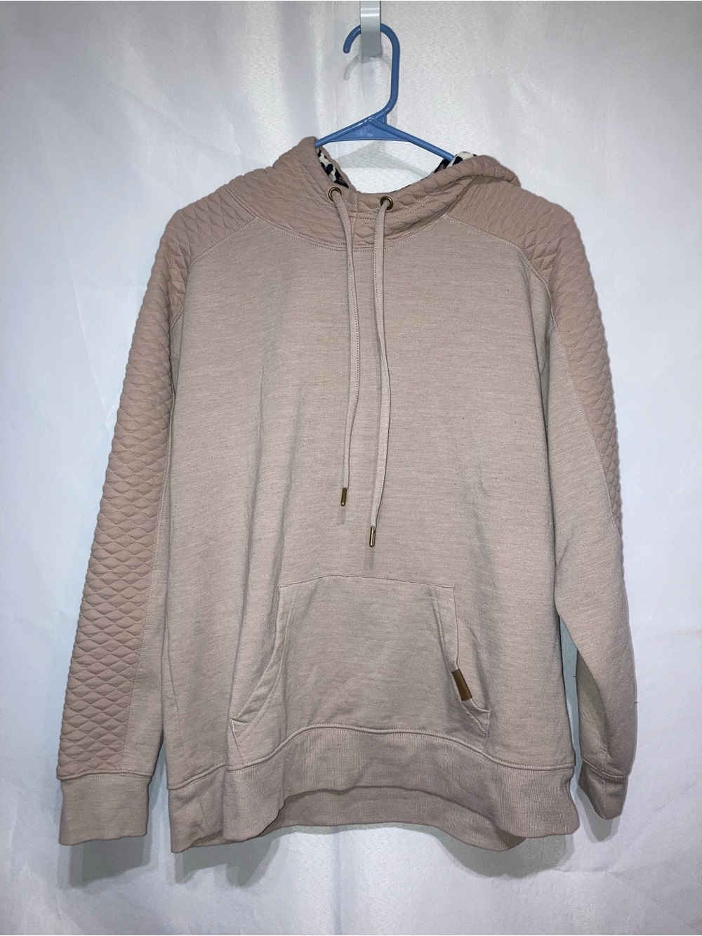 Maurices Quilted Sleeve Hoodie in Beige Taupe